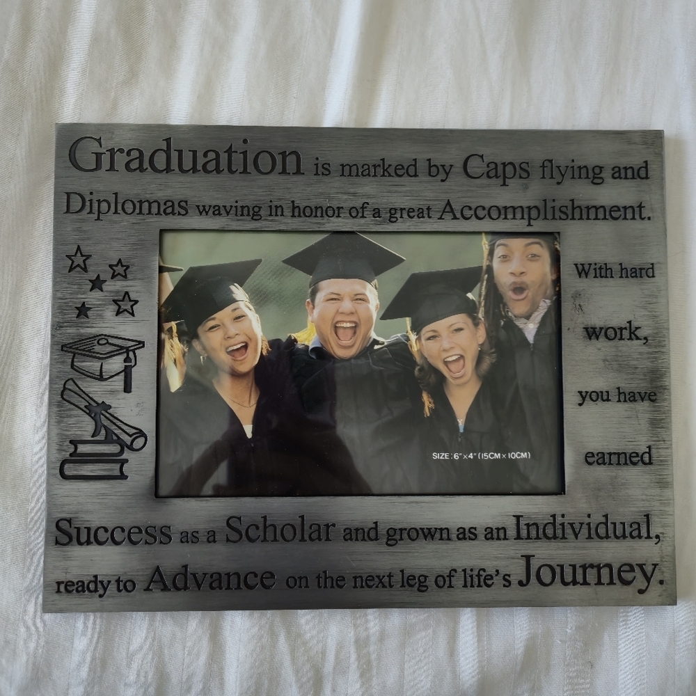NWOB Graduation Themed Photo Frame - Gray Pewter
